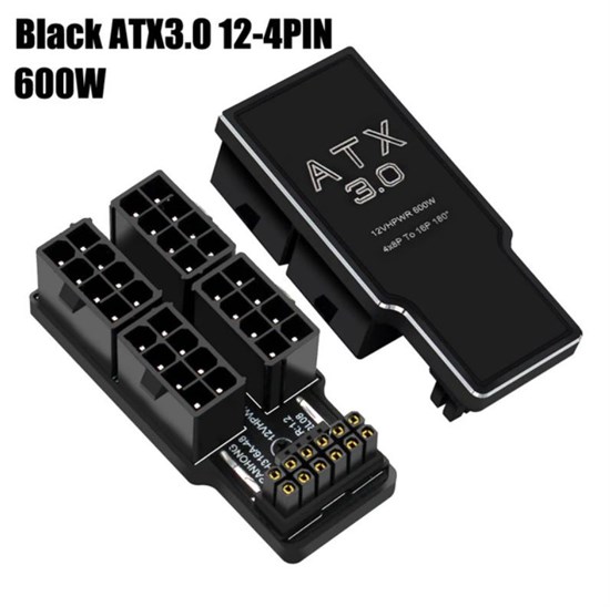 Адаптер/Переходник с 12VHPWR PCie 5.0 на 4x ATX 8pin, 180 градусов черный RVS алюминиевый 253 - фото 3492