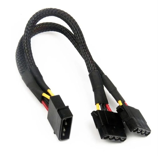 Разветвитель molex 1 в 2 в оплетке черный 20см 575 - фото 4774