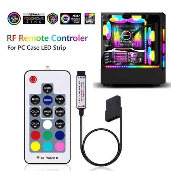 Контроллер RGB подсветки 12v4pin с пультом ДУ питание от MOLEX 82 - фото 3336