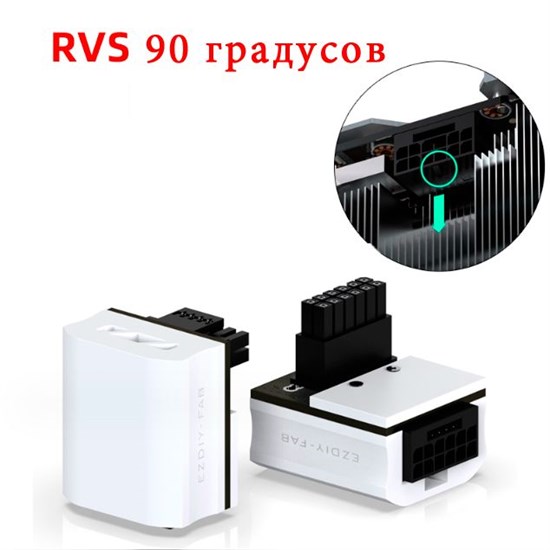 12VHPWR PCie 5.0 ATX 3.0 угловой адаптер 90 градусов белый алюминиевый RVS 431 - фото 4081