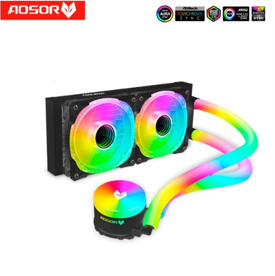 Жидкостная Система охлаждения на 2 кулера TDP 200w с A-RGB 120мм Aosor черная 457 - фото 4134