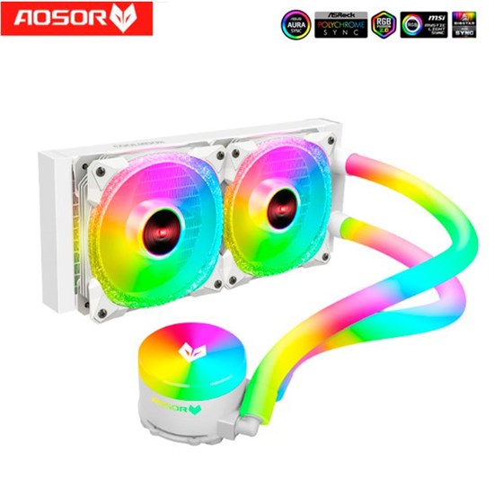 Жидкостная Система охлаждения на 2 кулера TDP 200w с A-RGB 120мм Aosor белая 456 - фото 4166