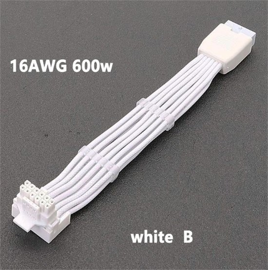 12VHPWR удлинитель с угловым адаптером 90 градусов в оплетке PCIe 5.0 белый тип В 466 - фото 4236