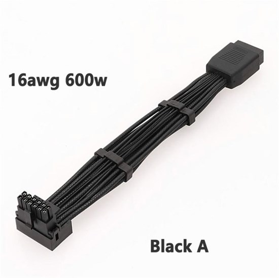 12VHPWR удлинитель с угловым адаптером 90 градусов PCIe 5.0 черный тип А 551 - фото 4627