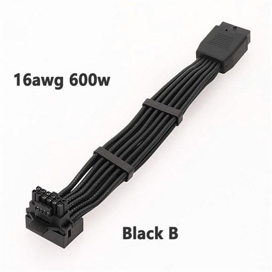 12VHPWR удлинитель с угловым адаптером 90 градусов PCIe 5.0 черный тип В 552 - фото 4629
