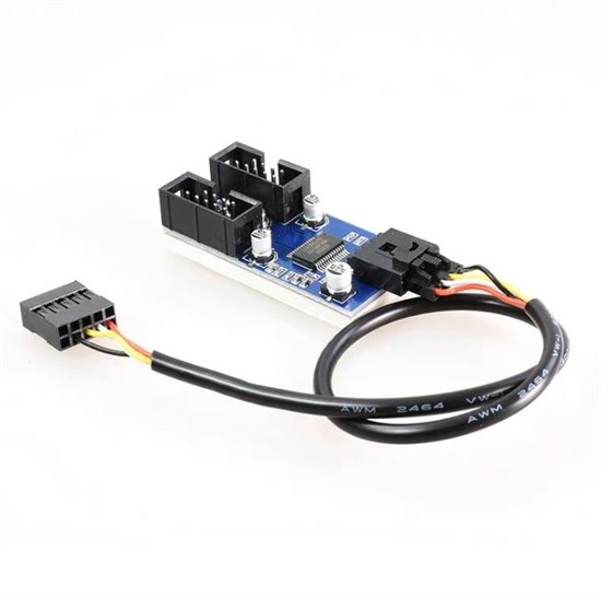 Разветвитель USB 2.0 9pin с чипом на 2 порта 613 - фото 4921