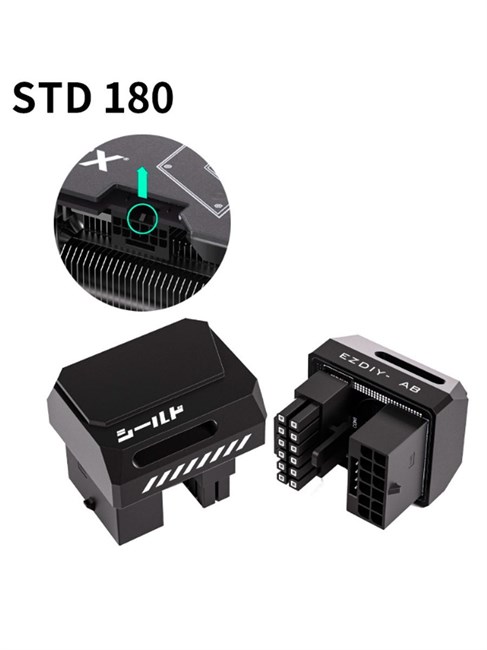 12VHPWR PCie 5.0 угловой адаптер 180 градусов черный алюминиевый STD 664 - фото 5095