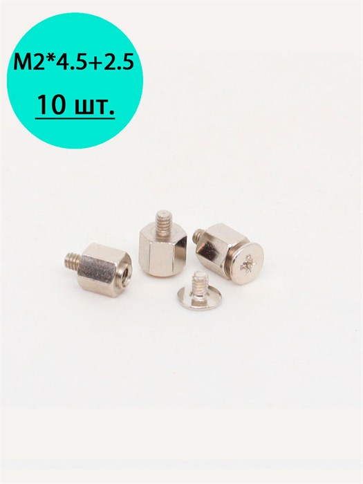 Винт для M2 4,5+2,5 никелированный 10шт. 1005*10 - фото 7018