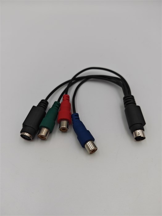 Кабель-переходник S-Video 9 pin папа на S-Video 4 pin мама + RGB компонентный мама черный, Mini-DIN 9-Pin (штекер) to SVideo 4-Pin / 3 x RCA (разъем) красный/синий/зеленый, 9pin / 4pin+3RGB, 20 см S3-177