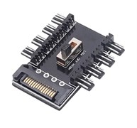 Хаб концентратор вентиляторов 3pin с регулировкой скорости на 8 портов питание от SATA 59