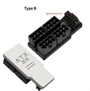 Адаптер/Переходник с 12VHPWR PCie 5.0 на 4х АТХ 8pin, угловой адаптер 180 градусов серебристый RVS алюминиевый тип B 329