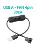 Переходник USB A - FAN 4pin (2 контакта) с выключателем 30см 700 - фото 5344