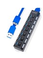 Хаб USB 2.0 черный с кнопками отключения разъемов 866