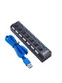 Хаб USB 2.0 черный с кнопками отключения разъемов 866