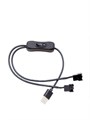Переходник USB A - 2x FAN 4pin (2 контакта) с выключателем 40см 982